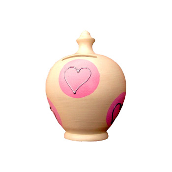 Hand Painted Terracotta Love Money Pot