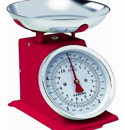 Hanson H500 Red 5kg Capacity Traditional Mechanical Kitchen Scale