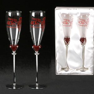 happy 40th Anniversary Silver Stem Flutes