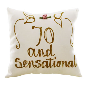 Happy 70th Birthday Hand Painted Silk Pillow