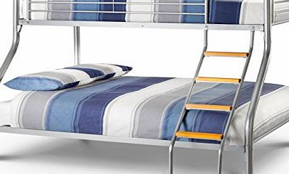 Happy Beds Bunk Bed Atlas Triple Sleeper Solid Metal With 2x Luxury Spring Mattresses 3 Single 90 x 190 cm And 46 Double 135 x 190 cm