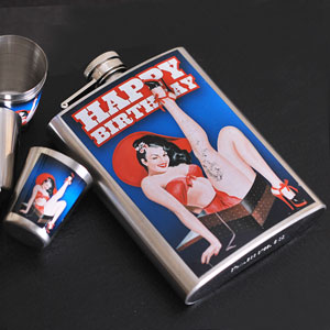 Happy Birthday Hip Flask and Shot Gift Set