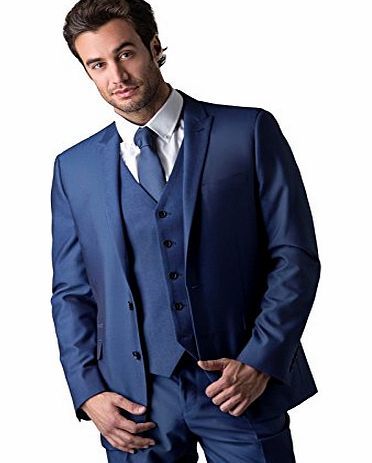 HARRY BROWN Mens Harry Brown 3 piece 2 button blue fashion suit 48R