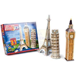 MB Games 3 in1 Mini EU Landmarks Puzzle 159 Pieces