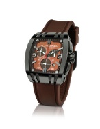 Haurex Mangusta - Women` Brown Rubber Strap Chrono Watch