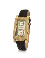 Haurex Suite - Black Swarovski Crystal Dual-time Dress Watch