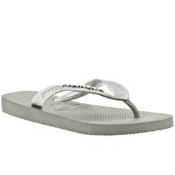 Havaianas Female Logo Metallic Silver Manmade Upper in Silver