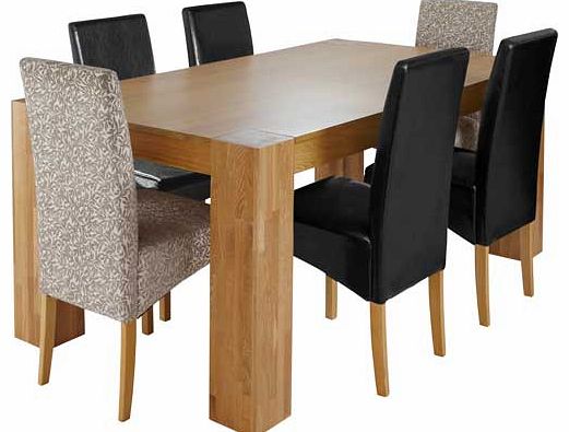 Alston Oak Table & 4 Black & 2