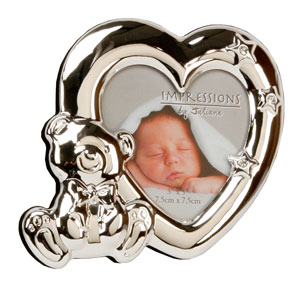 Heart Shaped Silver Plated Teddy Bear Photo Frame