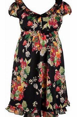 Heavenly Bump Rose Print Chiffon Dress 10