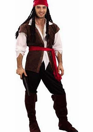 Henbrandt Caribbean Pirate Mens Fancy Dress Costume One Size