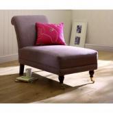 henley Compact Chaise - Harlequin Linen Cherry - Dark leg stain