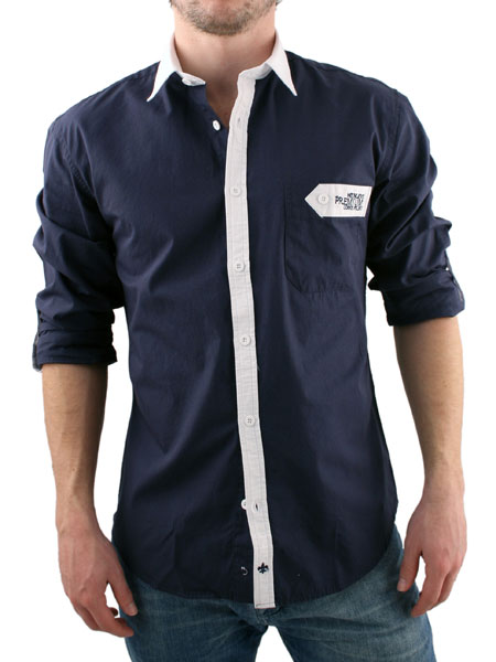 Navy Cuffed Shirt