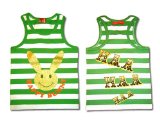 Henleys No Added Sugar Tanktop Happy Bunny green white striped, 2-3 years