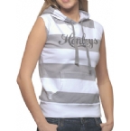 Womens Cruella Short Sleeve Stripe Hoody White/Grey