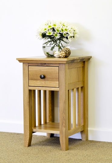 Hereford Rustic Oak 1 Drawer Narrow Bedside Table