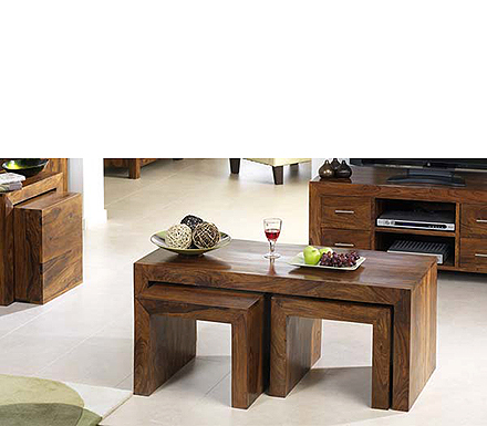 Laguna Sheesham Nest of 3 Coffee Tables