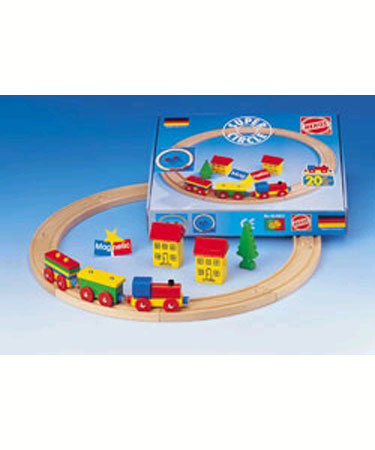 Heros Wooden Toys 20 pc BASIC WOODEN TRAIN SET.