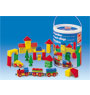 Heros Wooden Toys 32 pc Little Town BUILDING BLOCK DRUM.