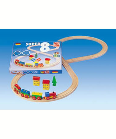 Heros Wooden Toys 32 pc WOODEN TRAIN SET.