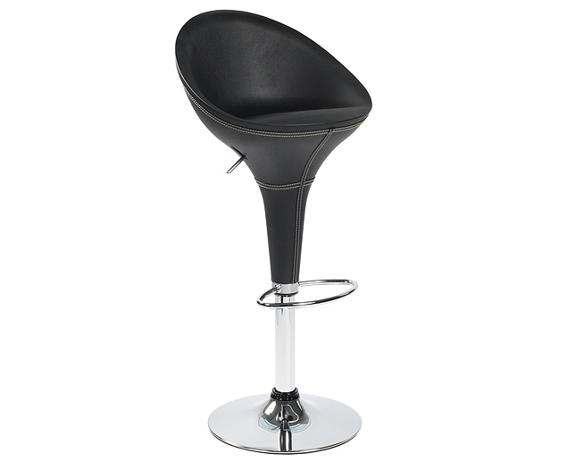 Back Bonded Leather Bar Stool Black