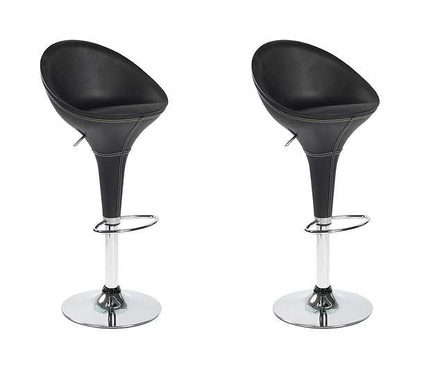 high Back Leather Bar Stool x 2 Black and Black