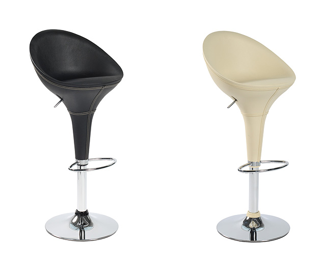 high Back Leather Bar Stool x 2 Black and Cream