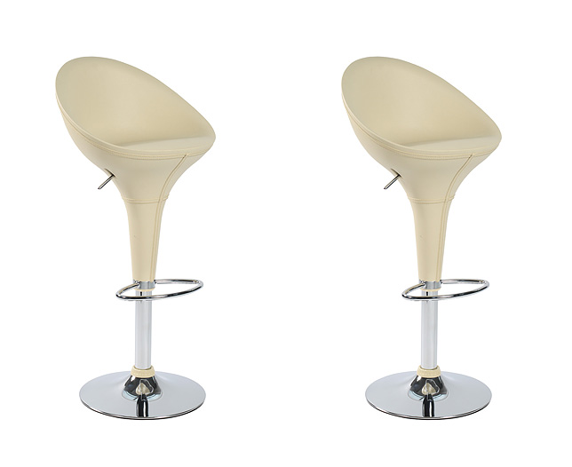 Back Leather Bar Stool x 2 Cream and Cream