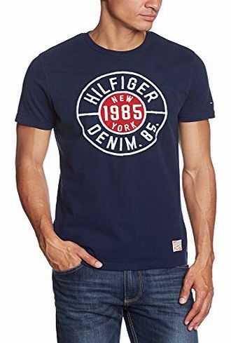 Hilfiger Denim Mens Brooklyn 6 Cn Tee S/S Crew Neck Short Sleeve T-Shirt, Blue (Black Iris-Pt 002), X-Large