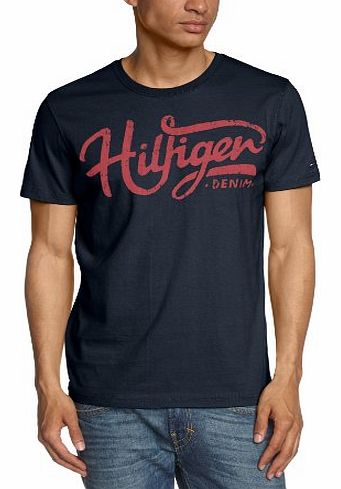 Hilfiger Denim Mens Federer Cn Crew Neck Short Sleeve T-Shirt, Peacoat, Small