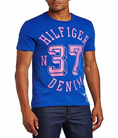 Hilfiger Denim Mens Manhattan 5 Crew Neck Short Sleeve T-Shirt, Blue (Surf The Web), Small