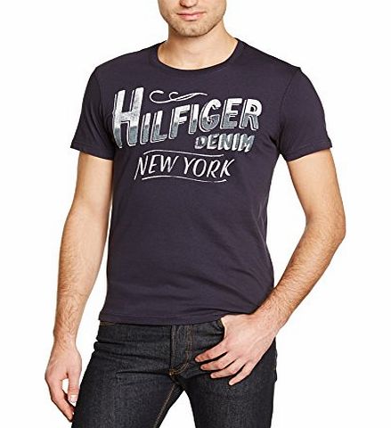 Hilfiger Denim Mens Ramsay CN Crew Neck Short Sleeve T-Shirt, Blue (Graphite), Medium