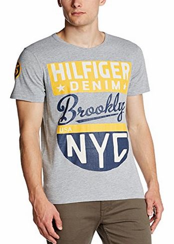 Hilfiger Denim Mens Sarge Crew Neck Short Sleeve T-Shirt, Light Grey Heather, Small