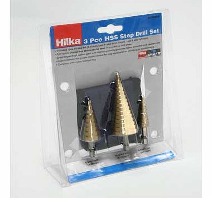 Hilka 3 Piece HSS Step Drill Set