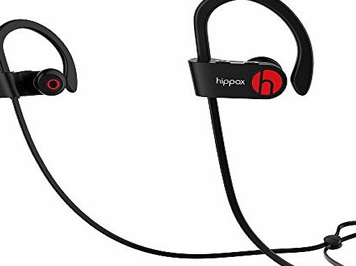 HIPPOX Bluetooth Headphones, Moov Sweatproof V4.1 IPX4 Wireless Sports Earbuds Headset with Mic and Noise Cancelling for Gym, Running, Jogger, Hiking, Exercise for iPhone 7 / 7 Plus, Samsung Galaxy S5