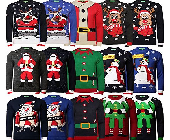 Ho Ho Ho Mens Ladies Christmas Jumper 3D Xmas Novelty Ho Ho Ho Santa Elf Reindeer Snowman, GANGSTA SANTA Navy, Large