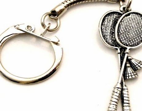 Hoardersworld Badminton Rackets Key-ring (keychain), Fine English Pewter, Handmade (tsh)