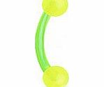 holyskinz Green UV Glow In The Dark Flexible Curved Eyebrow Bar Ring