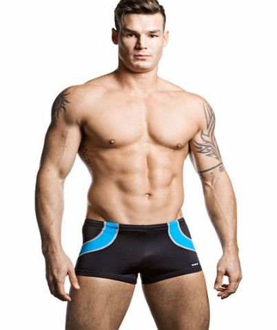 Hom  Club Flint Swim Hipster (Waist 36`` - Large, Black/Turquoise)