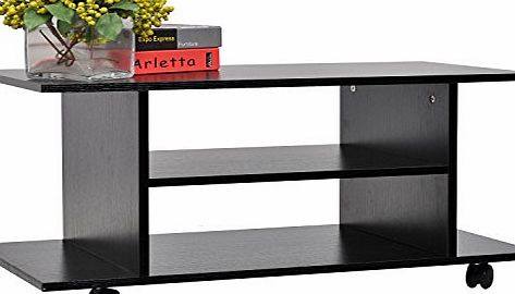 Homcom Modern TV Cabinet Stand Storage Shelves Table Mobile Bedroom Furniture Bookshelf Bookcase New (Black)