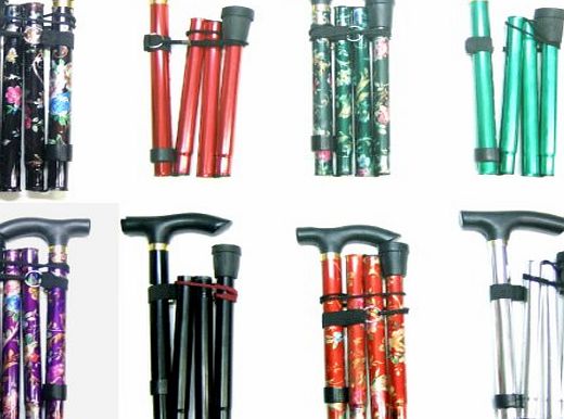 Home Smart Easy Fold Walking Stick Adjustable - Lightweight Aluminium Folding Walking Cane - Color : Green Flower