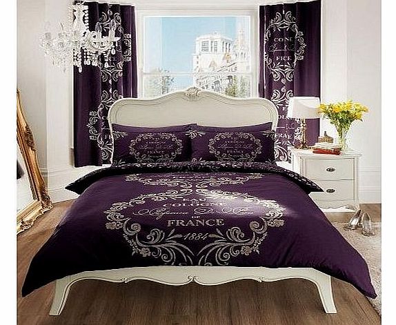 HOMEMAKER BEDDING PURPLE SCRIPT PRINTED DUVET COVER SETS (double)