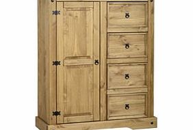 Corona Pine Wardrobe 1 Door 4 Drawers -Bedroom Furniture