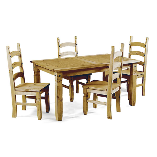 Aztec Corona Mexican Pine 1.5m Dining Set w/4