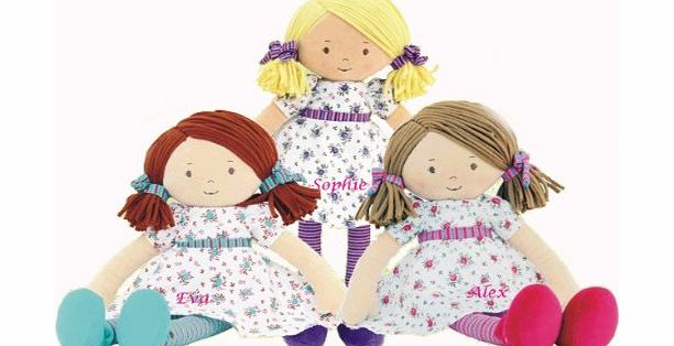 Hoolaroo Personalised Embroidered Girls Rag Doll Pink 40cm Pink