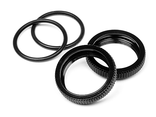 Big Bore Shock Spring Adjust Nut D8 (Black/2Pcs)