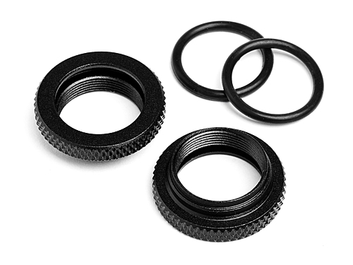 Hot Bodies Shock Spring Adjust Nut Cyclone D4 (Black M12