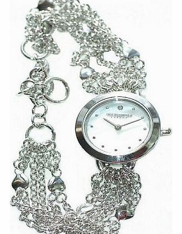 Hot Diamonds Ladies Womens Girls Metal Heart Bracelet Silver Wrist Watch