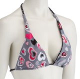 Ladies Hot Tuna Valentine Bikini Top Lt Grey-Large