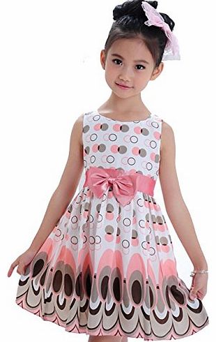 Hotportgift New Arrival Beautiful Kids Girls Princess Bow Belt Peacock Dress Party Wedding Clothing